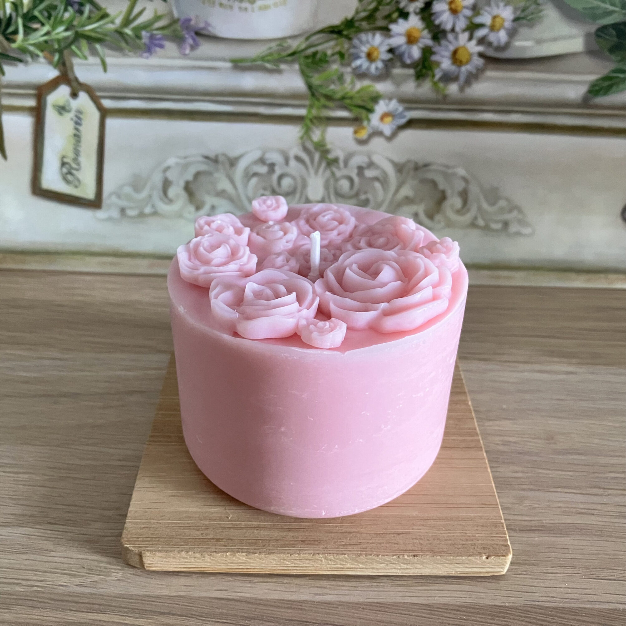 Bougie cylindrique florale senteur rose